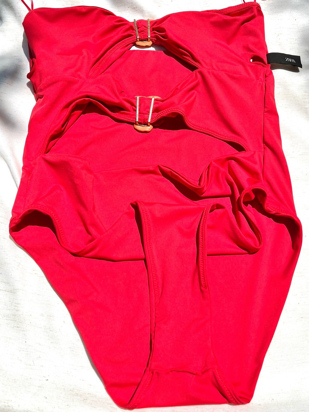 Zara Orange Cutout Floral Bandeau One Piece Swimming Suit 0167/203/679 Size XL - Picture 8 of 9